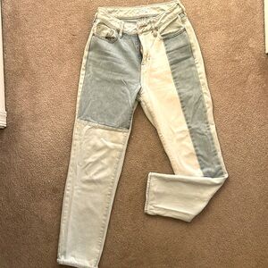 Pacsun tri-color jeans. High waisted, straight leg, “mom” jeans